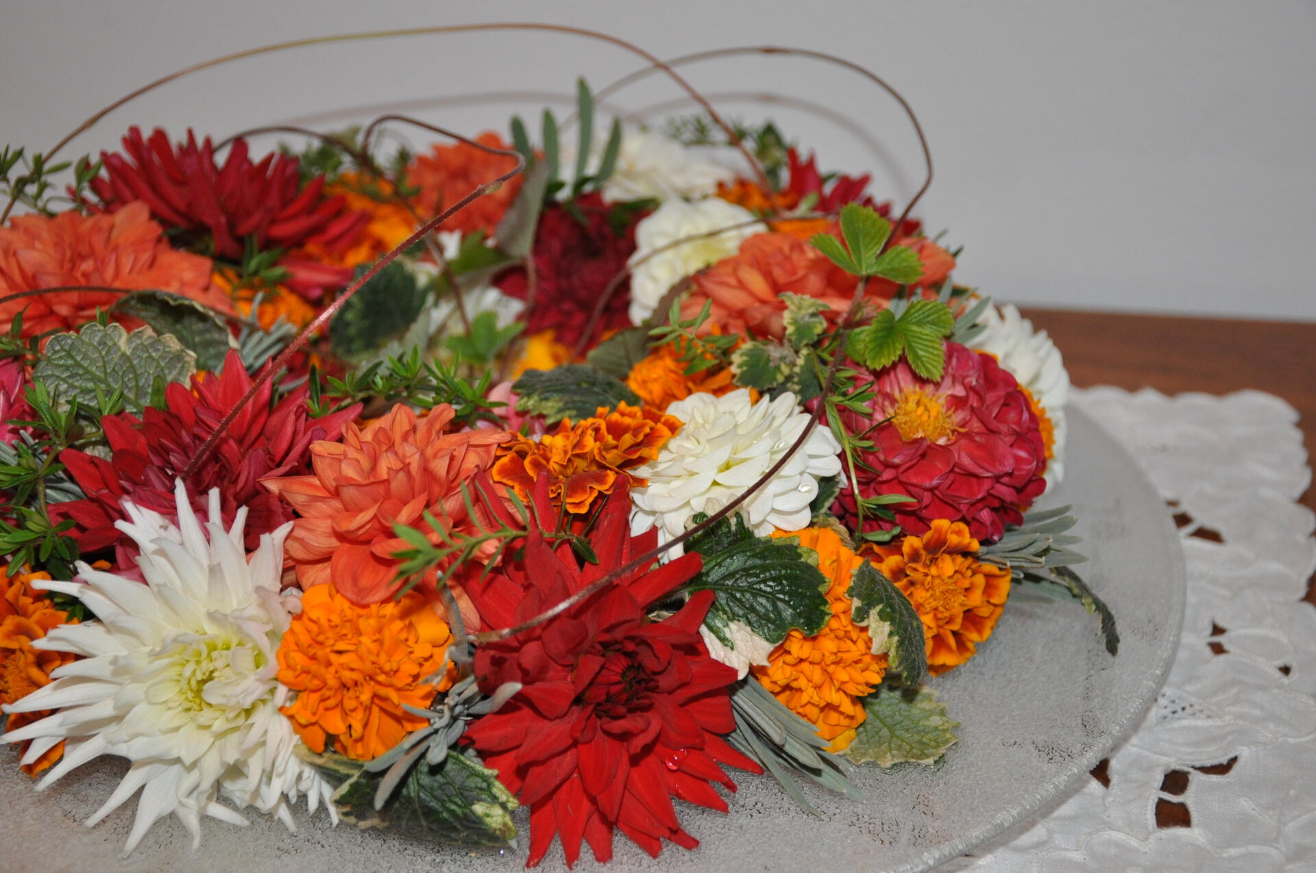 Flowers on a decorative plate